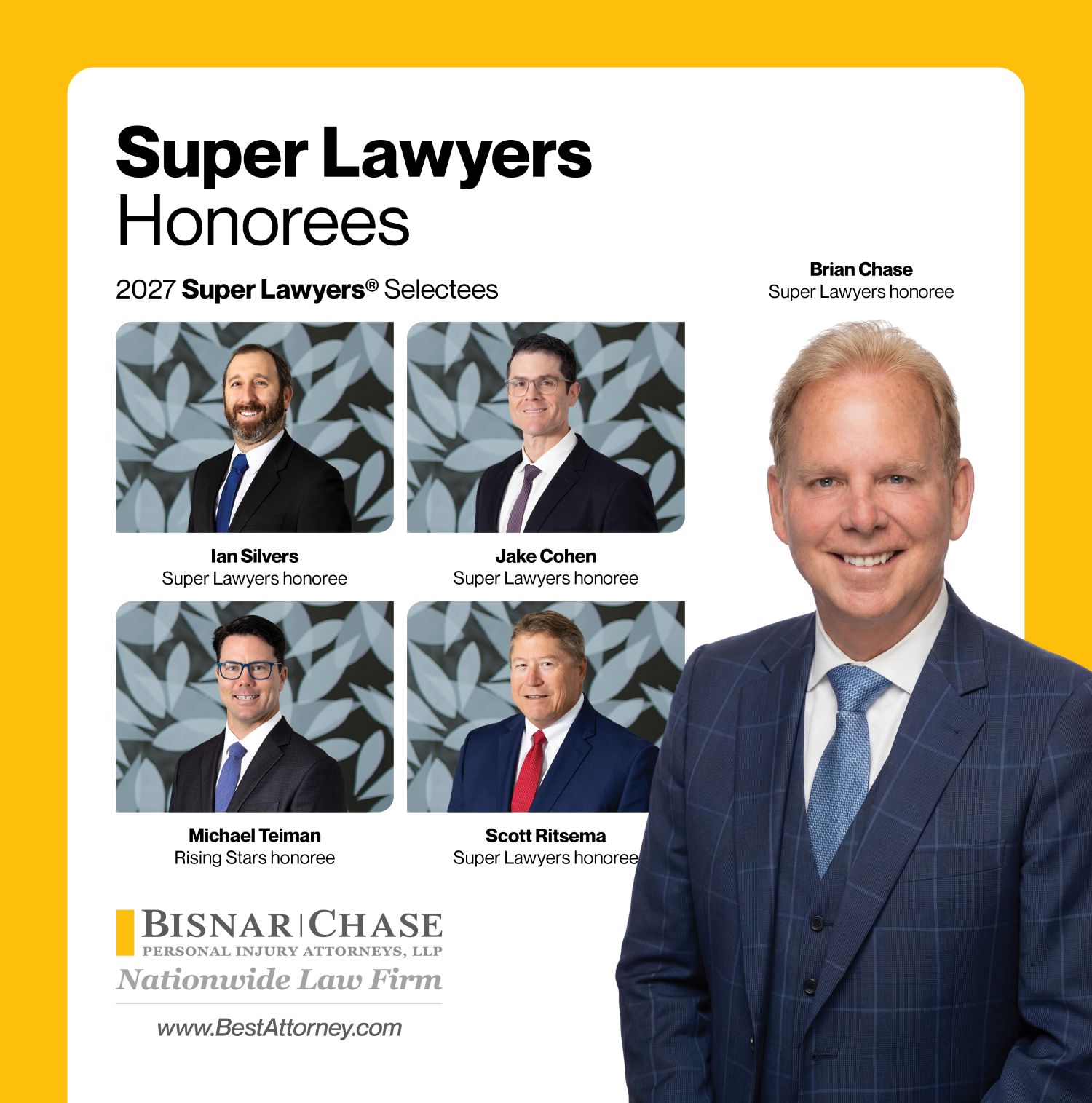 Bisnar Chase Personal Injury Attorneys Named to 2027 Super Lawyers List