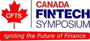 Official Canada FinTech Symposium logo featuring a red maple leaf with the CFTS initials, the event name, and the tagline
