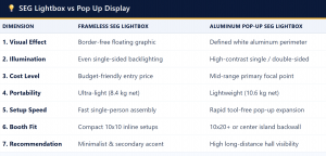 SEG Lightbox vs Pop Up Display