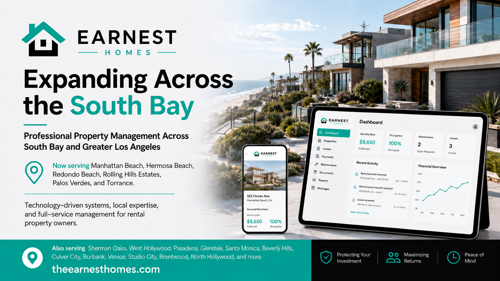Earnest Homes Expands Property Management and Real Estate Asset Management Services Across the South Bay