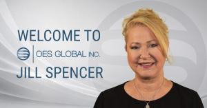 Jill Spencer, Chief of Staff at OES Global Inc, shown beside the OES Global Inc logo on a branded welcome graphic.