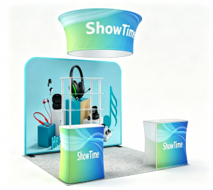 10x10 Fabric Booth with Hanging Banner