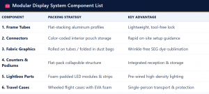 Booth Packing Components Matrix