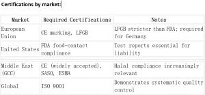 Certifications by market