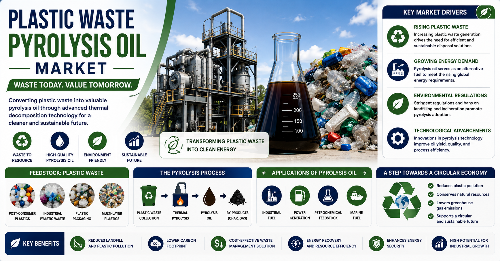 Plastic Waste Pyrolysis Oil Market to Grow from USD 1.84 Billion in 2026 to USD 6.37 Billion by 2035 at 14.8% CAGR