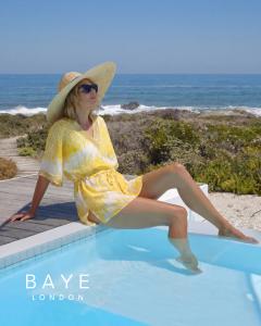 Model wearing Short embroidered Kaftan