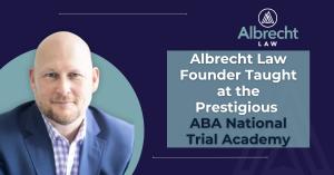Albrecht Law PLLC, a premier civil trial and appeal law firm, is proud to announce that founder Matthew C Personal Injury Attorney Matt Albrecht and press release topic, ‘Albrecht Law Founder Taught at the Prestigious ABA National Trial Academy’.
