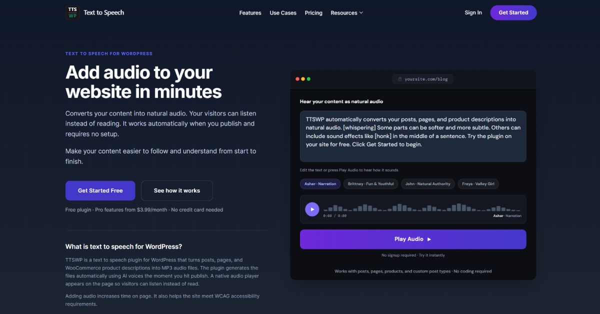 Text to Speech Plugin TTSWP Turns WordPress Content Into Accessible Audio