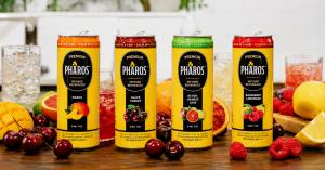 Four Pharos Premium Infused Beverages in Mango, Black Cherry, Blood Orange Lime and Raspberry Lemonade, each containing 5 mg THC.