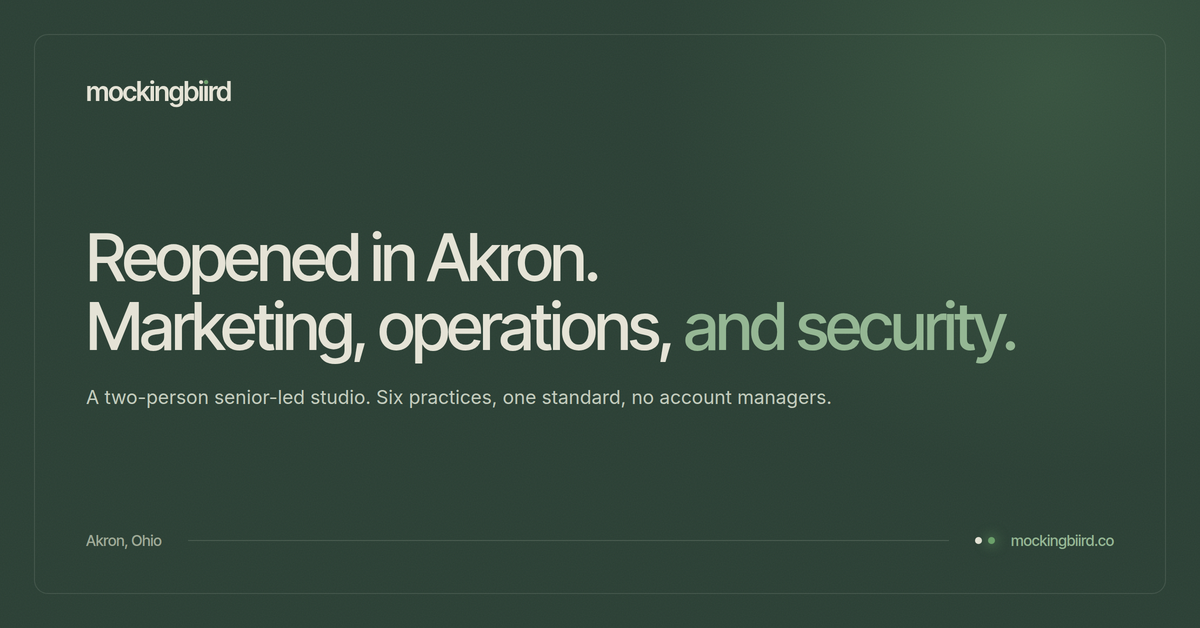 Mockingbiird reopens in Akron, expands from marketing into digital operations and security