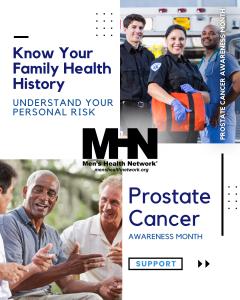 About 1 in 8 men will be diagnosed with prostate cancer during his lifetime. This Prostate Cancer Awareness Month: ?‍?‍? Know your family health history ? Understand your personal risk ? Talk with your healthcare provider about prostate health and scree