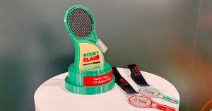 Court Clash tennis trophy and medals displayed for the 1–2 August 2026 tournament in Bangkok.