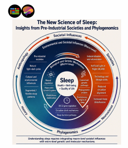 Sleep is the central core of human health and wellness, which is surrounded by two concentric circles that illustrate the multi-scale sleep regulatory factors.