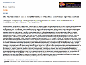 The new science of sleep: Insights from pre-industrial societies and phylogenomics