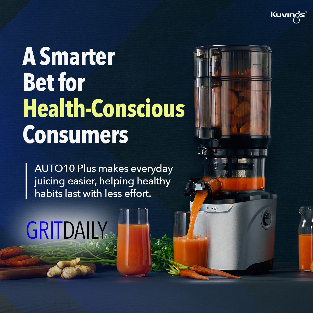 Grit Daily Highlights Kuvings AUTO10 Plus in Feature on the Future of Home Juicing