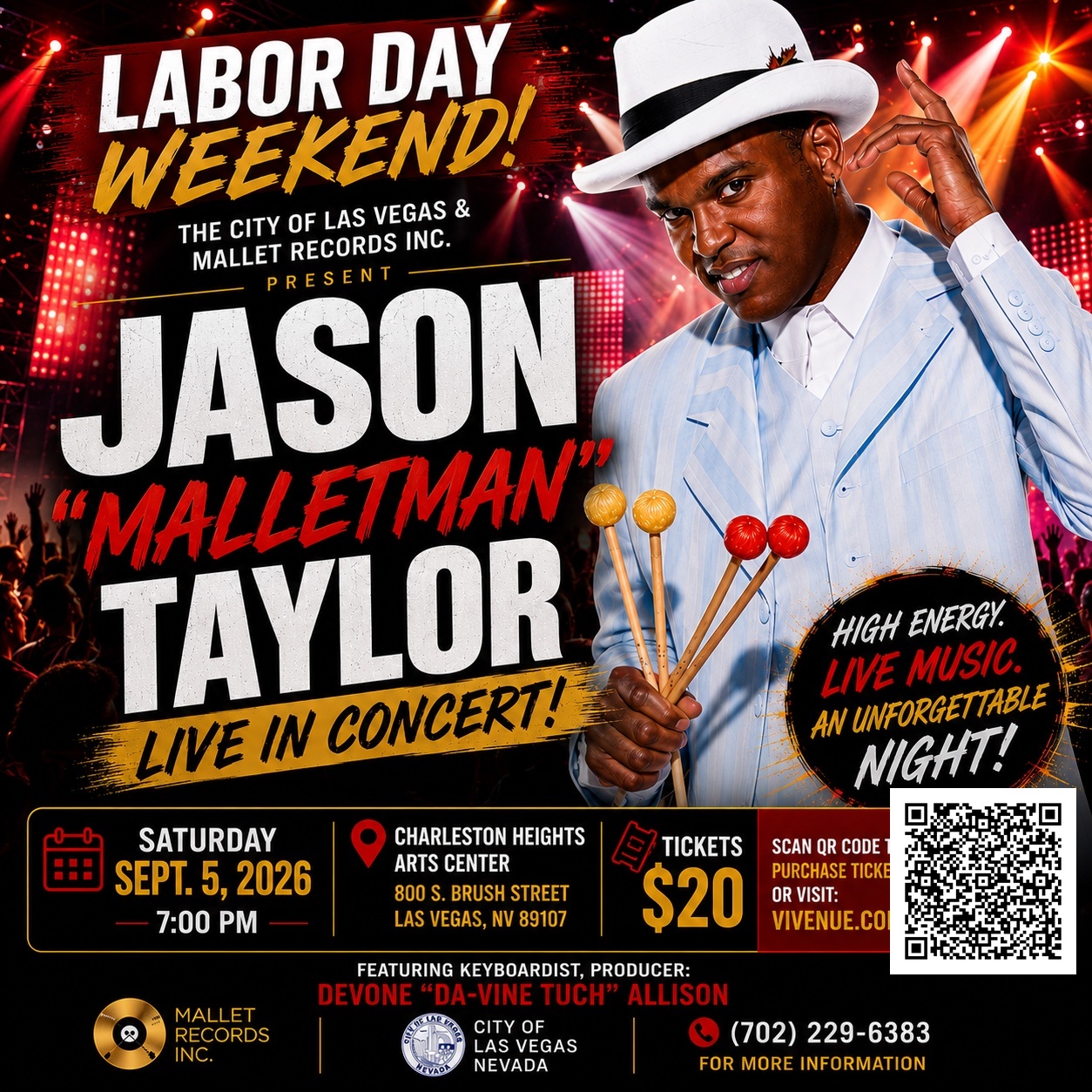 Lionel Hampton Protégé Jason “Malletman” Taylor Brings High-Energy “Vibrafunk” Sound to Las Vegas Labor Day Weekend