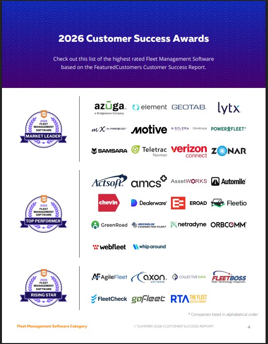 The Top Fleet Management Software Vendors According to the FeaturedCustomers Summer 2026 Customer Success Report