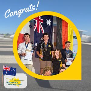 At just 18, Australian glider pilot Max Scutchings has made history, winning the Junior World Gliding Championship in Germany after less than two years of cross-country flying Australian glider pilot Max Scutchings holds a trophy in front of the Australian flag, alongside teammates and fellow podium finishers at the 2026 Junior World Gliding Championships.