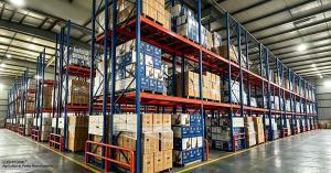 Zhejiang Lushyong Machinery warehouse with packaged products stored on pallet racks.