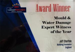 Jeff Charlton, founder of Building Forensics, has been named Mould & Water Damage Expert Witness of the Year — England in The Lawyer Network 2026 Annual Awards