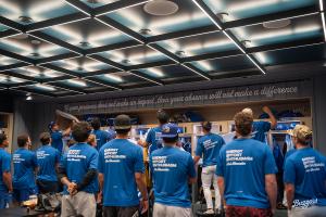 Ontario Tower Buzzers players unveil quote by manager John Shoemaker -