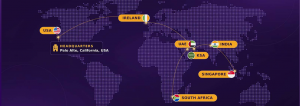 MatchBest Group global presence map showing operations across the USA, Ireland, UAE, KSA, India, Singapore, and South Africa.
