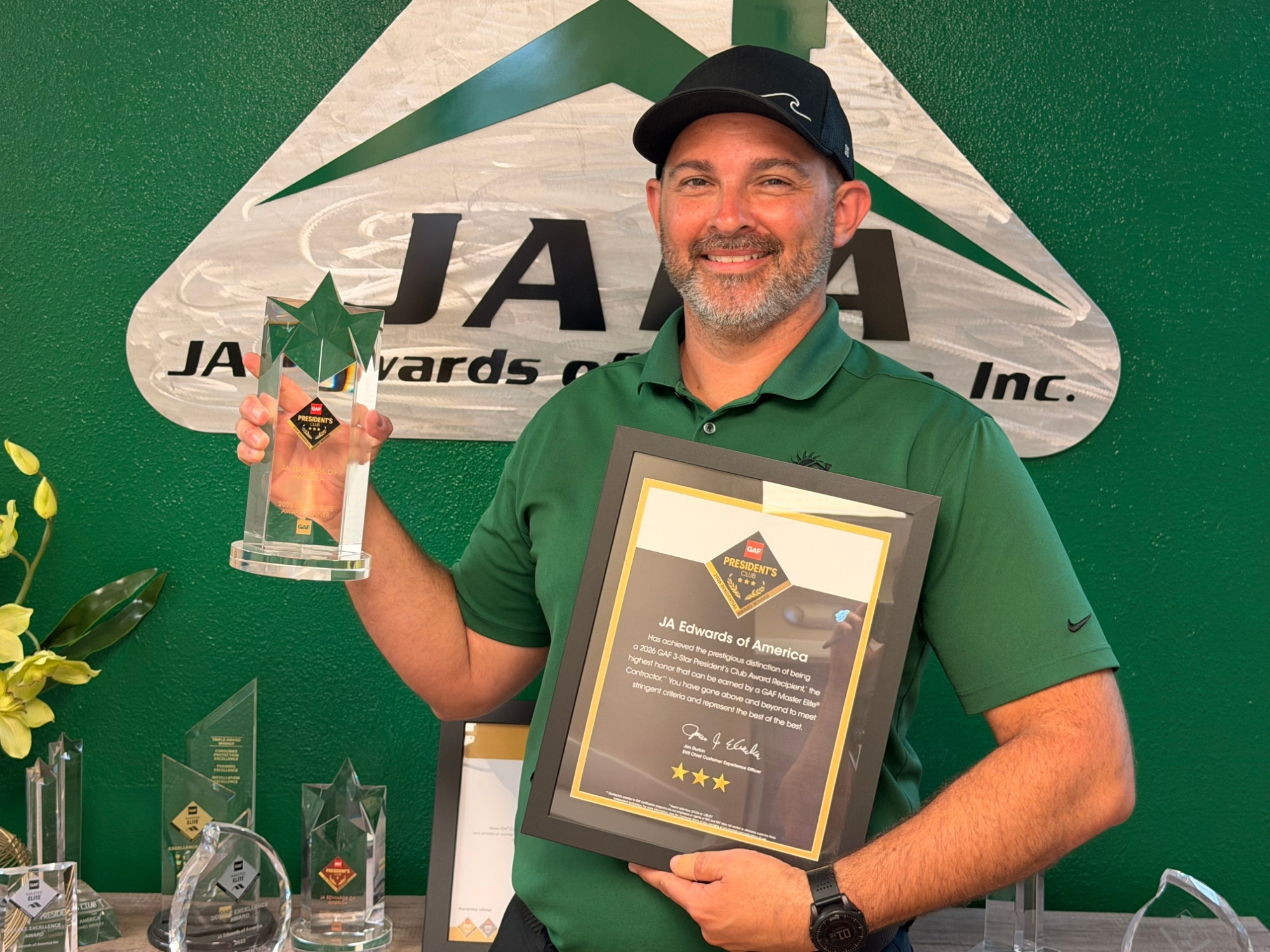 JA Edwards of America Earns 2026 GAF 3-Star President’s Club Award