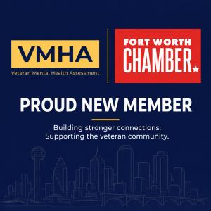 Image of VMHA logo along with Fort Worth Chamber logo announcing VMHA joining the Fort Worth Chamber of Commerce.
