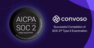 Convoso logo and AICPA SOC 2 badge for successful completion of SOC 2® Type 2 Examination