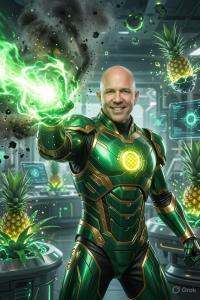 Green Tony Stark image by GrokAI