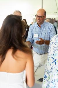 Bradford E. Billet, author of Chaos Reveals It, connects with attendees at East Hampton Library’s Authors Night. Photo by Jennifer Heffner
