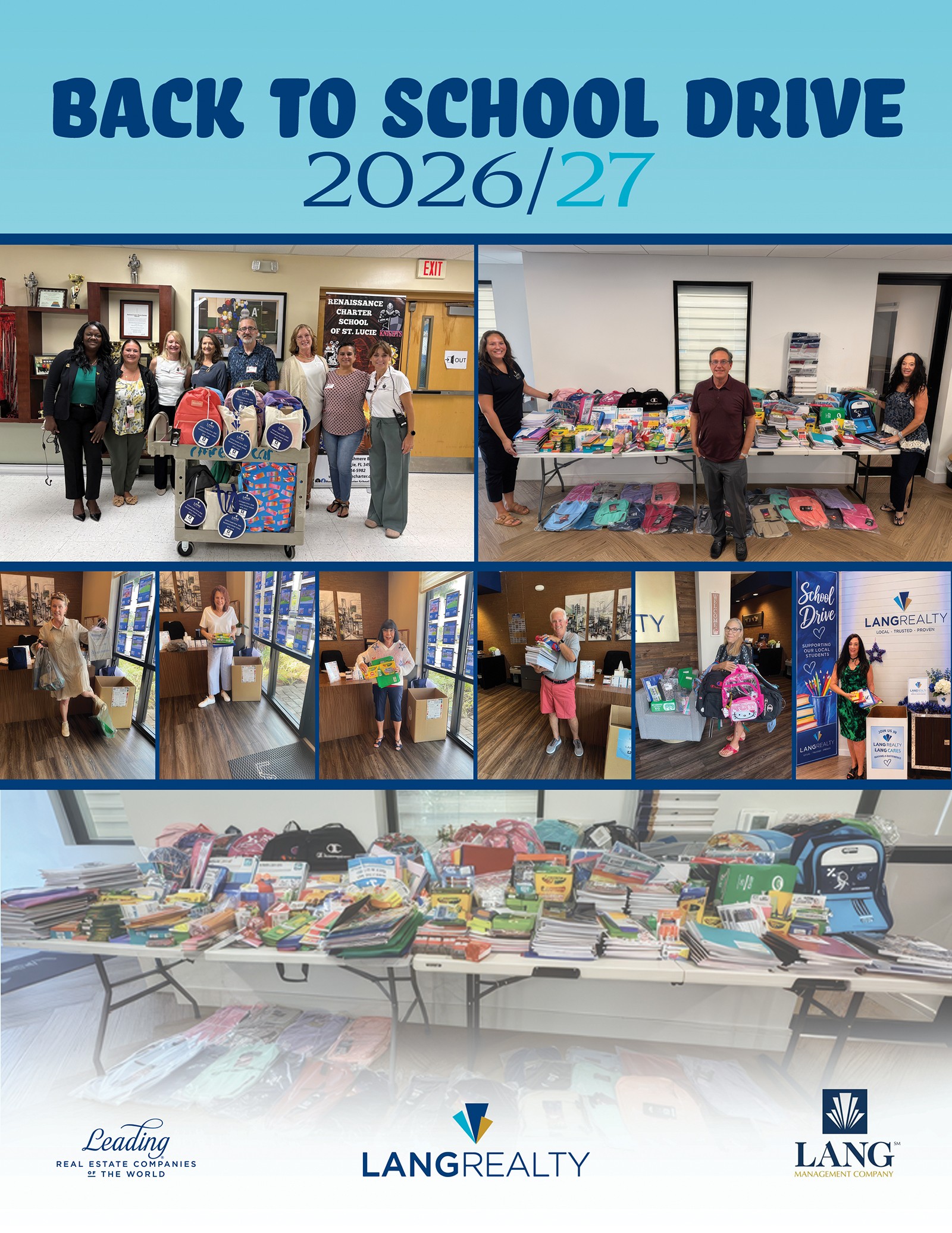 LANG REALTY & LANG MANAGEMENT WRAP UP ANNUAL SCHOOL SUPPLY DRIVE WITH STRONG COMMUNITY SUPPORT