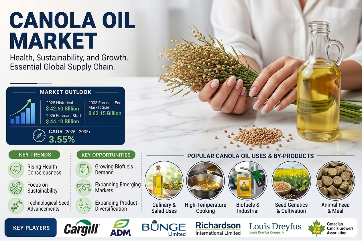 Canola Oil Market Projected to Reach USD 62.15 Billion by 2035, Driven by Expanding Food Industry Applications