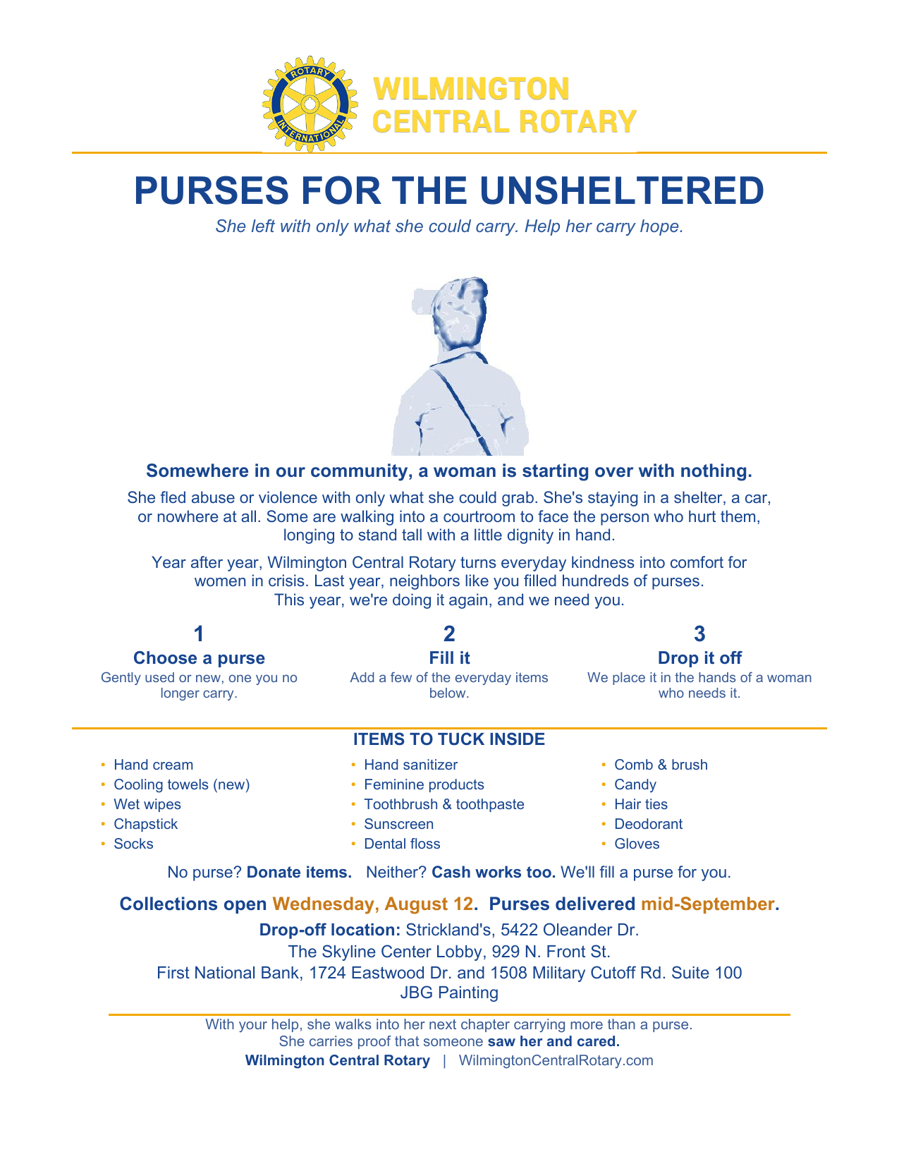 Wilmington Central Rotary and Strickland’s Home Partner for Annual Purses Drive