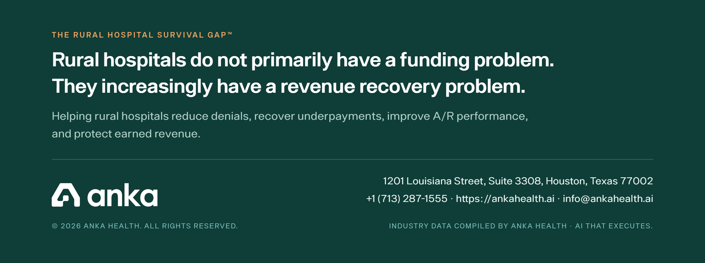 Anka Executive Brief: Revenue Recovery Emerges as a Critical Lever as 46% of Rural Hospitals Operate at a Loss