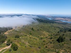 Aerial view of the Skyline Watershed Ridge Trail winding through the Peninsula Watershed