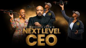 Promotional NEXT LEVEL CEO graphic featuring Steffanie Rivers, TCB Drones branding and drone imagery against a black-and-gold background.