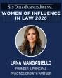 Lana Manganiello Recognized by San Diego Business Journal as a 2026 Woman of Influence in Law