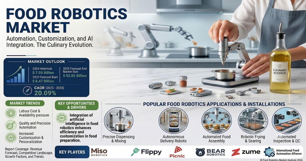 Food Robotic Market to Witness Strong Expansion, Reaching USD 52.82 Billion by 2035 with 20.09% CAGR