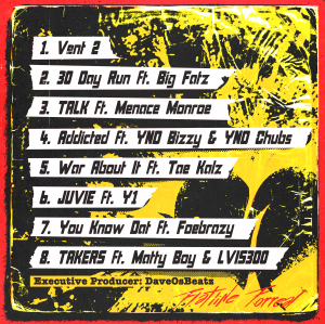 Tracklist for Flatline Forreal's No Remorse Album. Designed by Inspyred