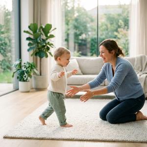 Photo of boy and mother who are doing ABA therapy.