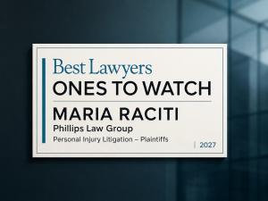Best Lawyers: Ones to Watch in America 2027 recognition graphic for Maria Raciti of Phillips Law Group