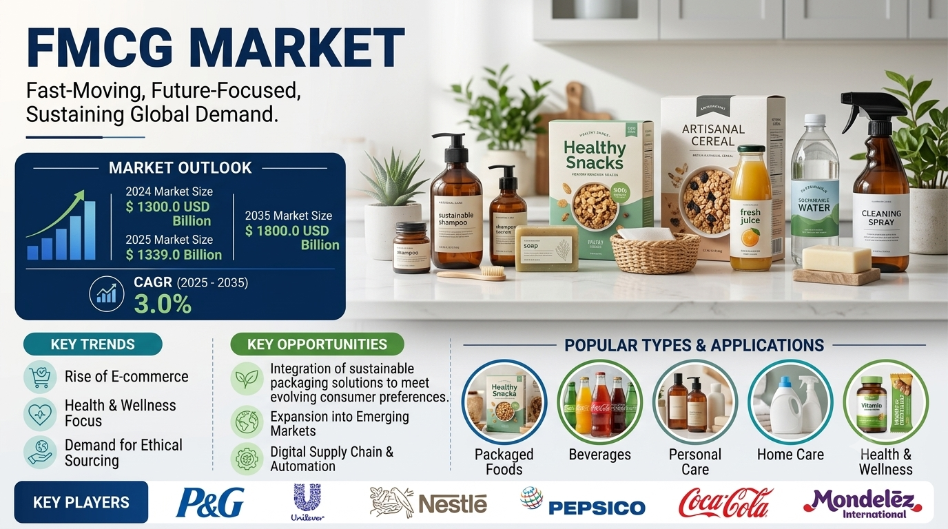 FMCG Market Set to Reach USD 1,800 Billion by 2035 as Sustainability E-Commerce & Consumer Wellness Reshape the Industry