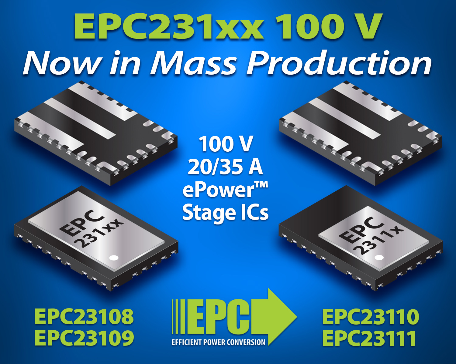 EPC Announces Mass Production of 100 V Integrated GaN Power Stages for High-Performance Motor Drives