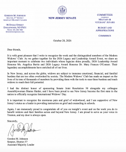 Senator Gordon Johnson Letter