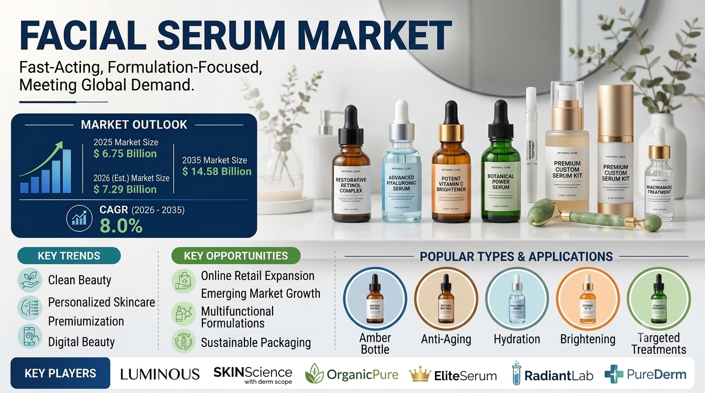Facial Serum Market Set to Reach USD 14.58 Billion by 2035 as Premium Skincare & Online Retail Accelerate Global Demand