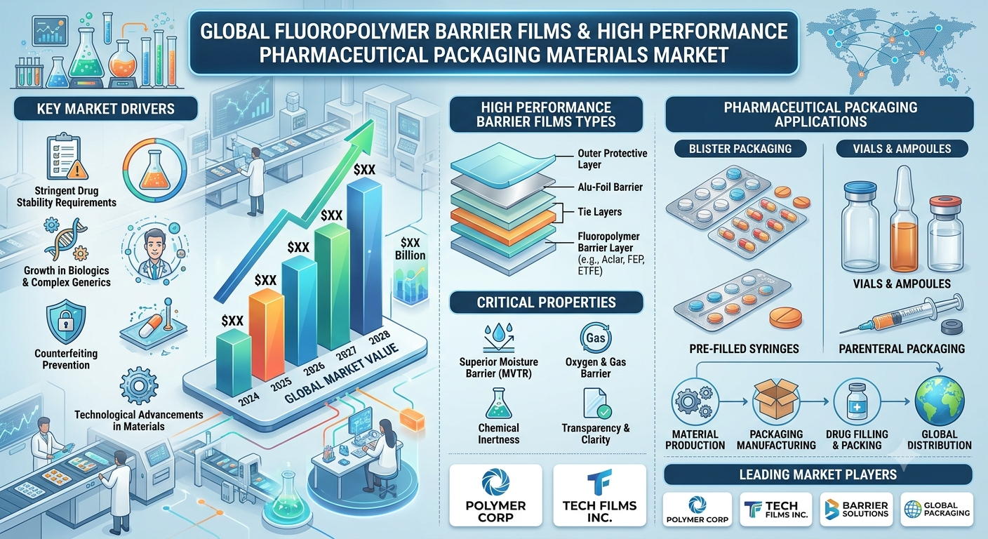 Fluoropolymer Barrier Films & Pharmaceutical Packaging Market to Reach USD 12,215.39 Million at 6.83% CAGR