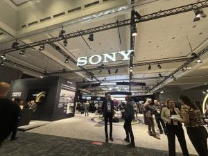 At the IBC 2025, a big SONY sign and SONY stand features in a large room with many people talkin