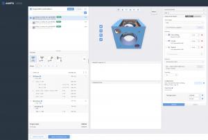 AMFG Estimating & Quoting Console with Machining Strategy including set ups, cycle times, secondary finishes for 3 axis and 5 axis milling.