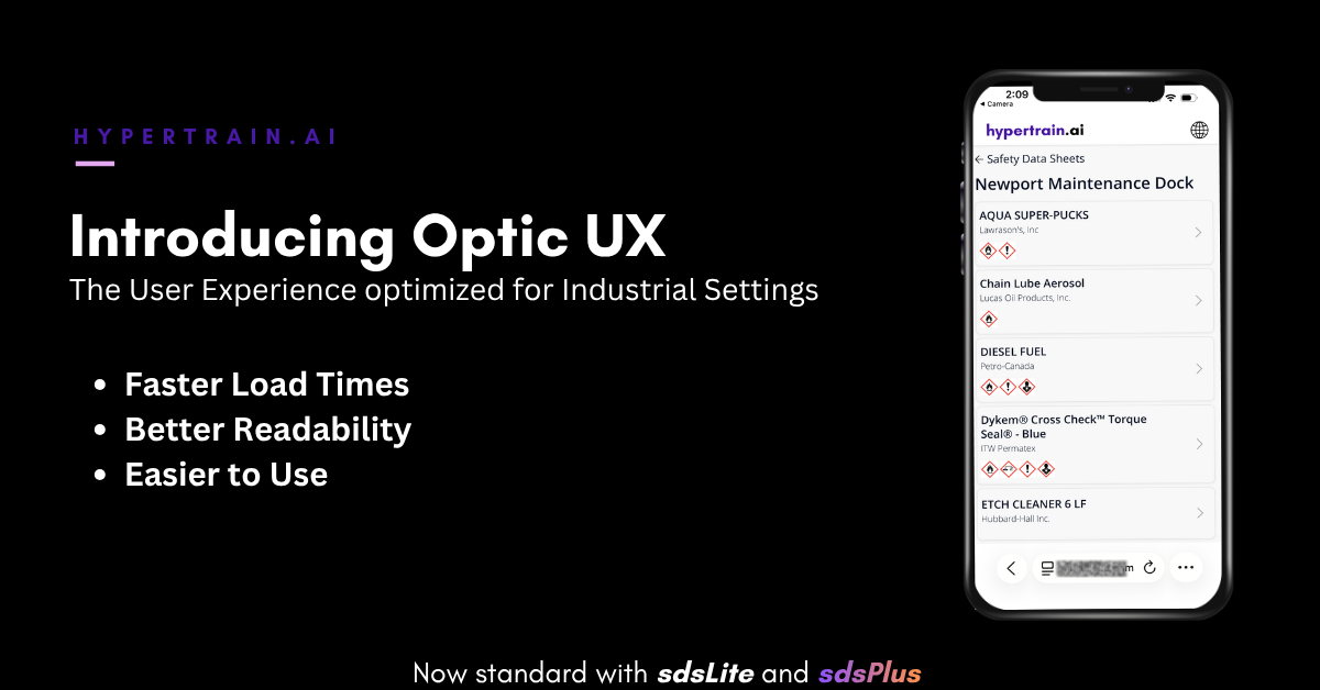 Hypertrain.ai introduces Optic UX, the Chemical Safety Interface Optimized for Industrial Settings